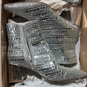 Steve Madden Shimmering Silver Heeled Boots